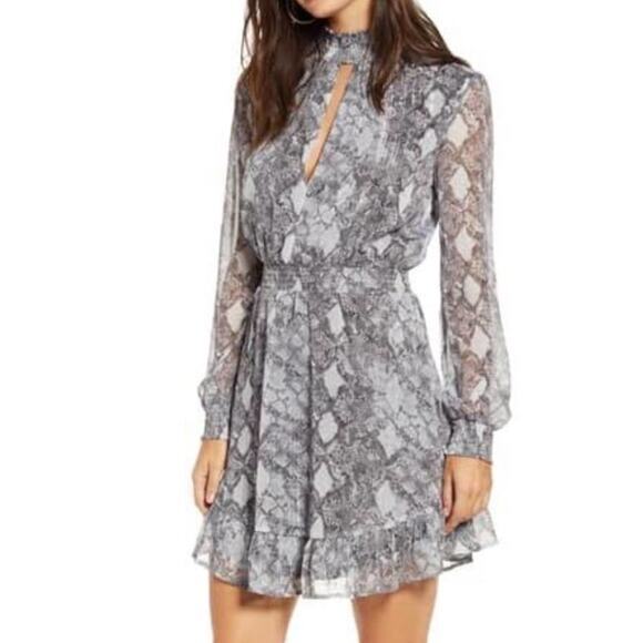 WAYF snake print‎ sheer dress size large - Picture 1 of 8